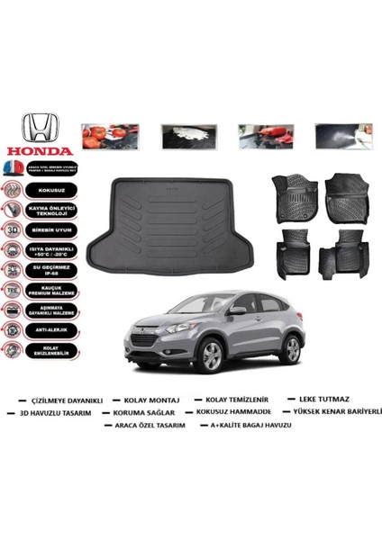 Hr-V Stepneli 2018 Model Bagaj Havuzu Araca Özel Paspas Takımı Prrox