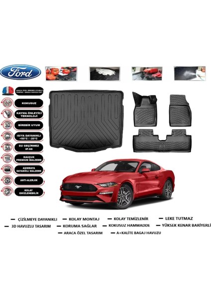 Mustang Mach-E 2024 Model Bagaj Havuzu Araca Özel Paspas Takımı Flex