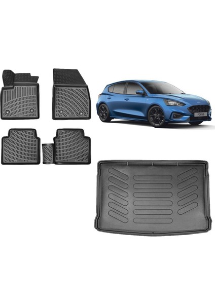 Focus 4 Hatchback 2019 Model Tamir Kitli 3D Bagaj Havuzu+3d Havuzlu Araca Özel Paspas Takımı