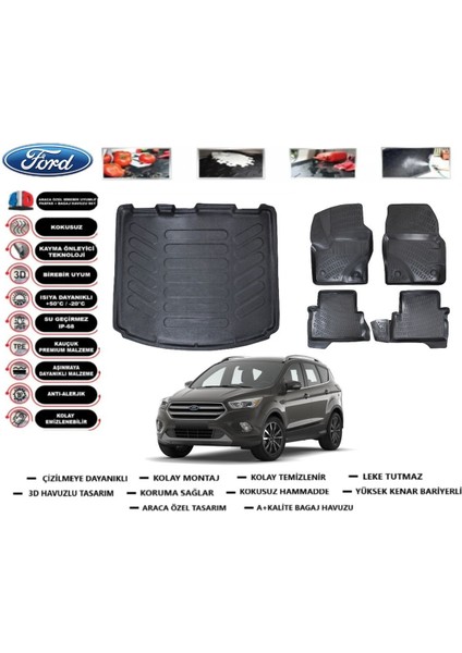 Kuga 2018 Model Bagaj Havuzu Araca Özel Paspas Takımı Prrox