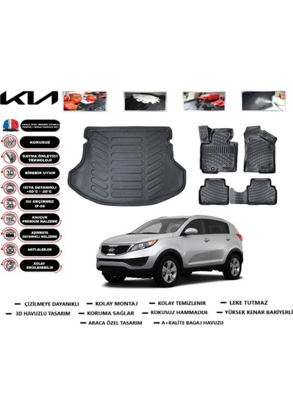 Sportage 2015 Model Bagaj Havuzu Araca Özel Paspas Takımı Prrox