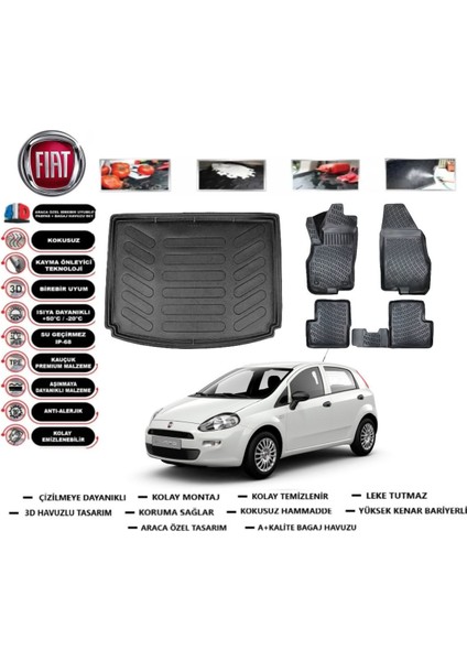 Punto 2011 Model Bagaj Havuzu Araca Özel Paspas Takımı Prrox