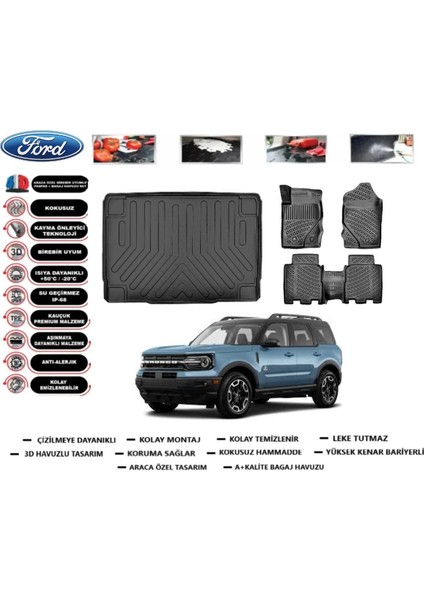 Bronco Sport 2022 Model Üst Bagaj Havuzu Araca Özel Paspas Takımı Prrox