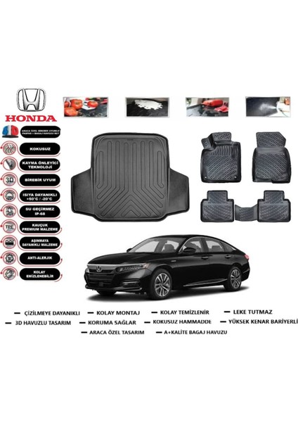 Accord 2019 Model Bagaj Havuzu Araca Özel Paspas Takımı Prrox