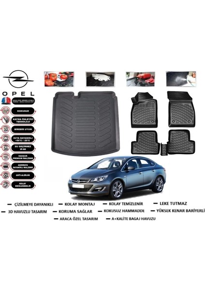 Astra J Sedan 2014 Model Bagaj Havuzu Araca Özel Paspas Takımı Prrox