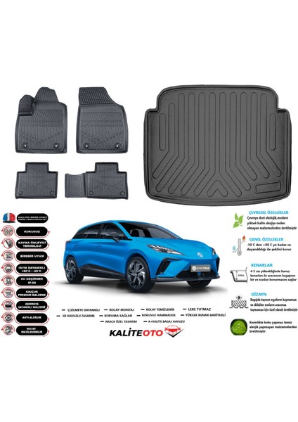 4 2023 Model Luxury Paket Esnek Bagaj Havuzu Araca Özel Siyah Paspas Takımı