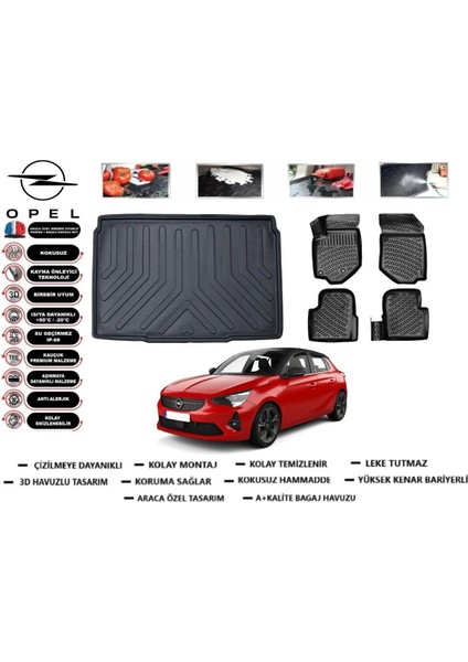 Corsa F 2023 Model Bagaj Havuzu Araca Özel Paspas Takımı Kauçuk