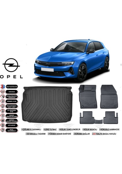 Astra L 2024 Model Üst Bagaj Havuzu Araca Özel Siyah Havuzlu Paspas Takımı Sett