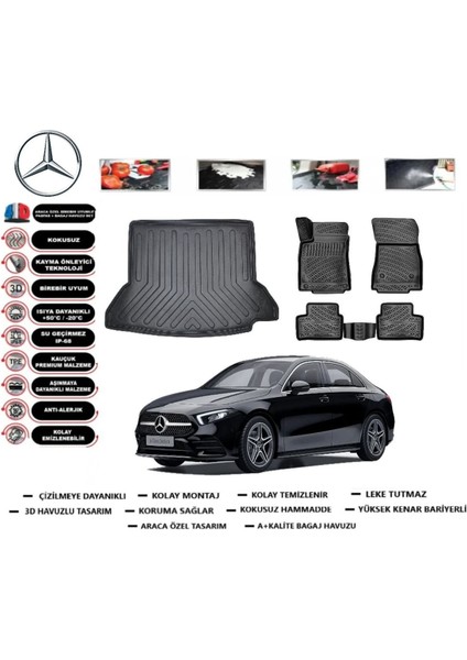 A Serisi W177 Sedan Kulaklı 2021 Model Bagaj Havuzu Araca Özel Paspas Takımı Prrox