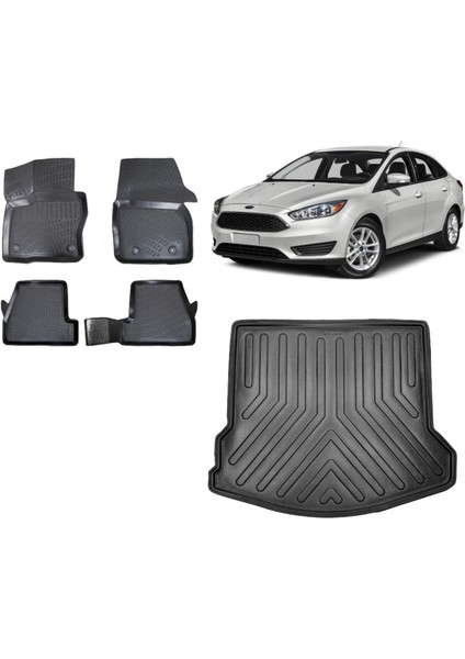 Focus 3.5 Sedan 2017 Model 3D Bagaj Havuzu+3d Havuzlu Araca Özel Paspas Takımı