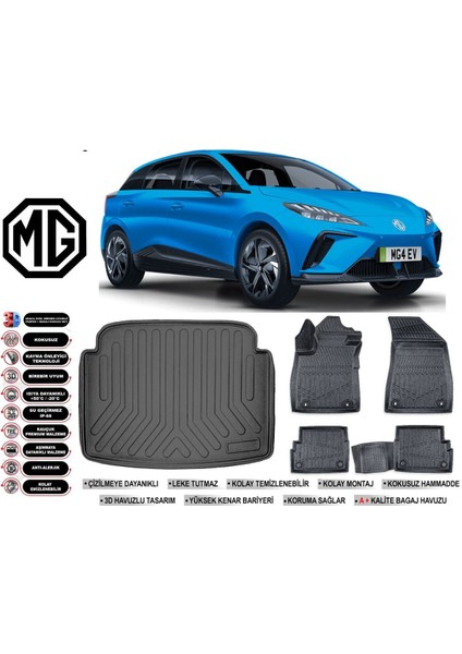4 2024 Model Luxury Paket Bagaj Havuzu Araca Özel Siyah Havuzlu Paspas Takımı Sett