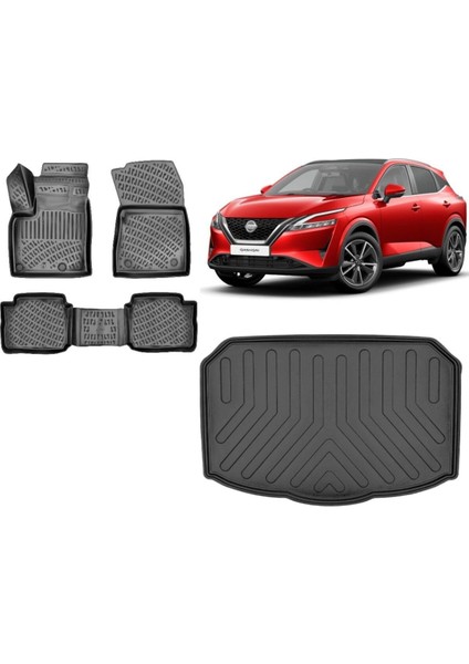 Qashqai E-Power Alt 2023 Model Bagaj Havuzu+3d Havuzlu Araca Özel Paspas Takımı