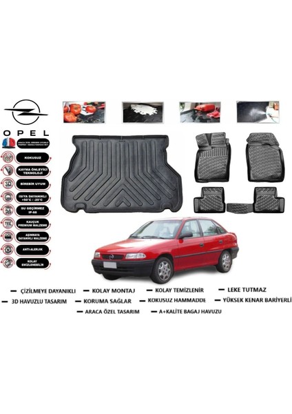 Astra F Sedan 1994 Model Bagaj Havuzu Araca Özel Paspas Takımı Prrox