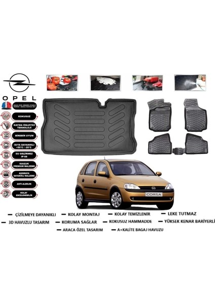 Corsa C 2006 Model Bagaj Havuzu Araca Özel Paspas Takımı Flex