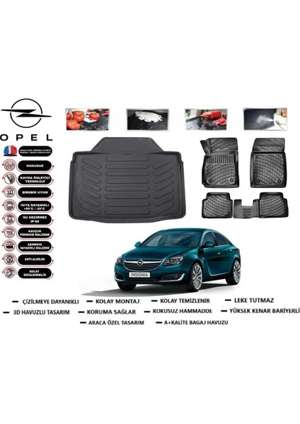Insignia Sedan 2008 Model Bagaj Havuzu Araca Özel Paspas Takımı Prrox
