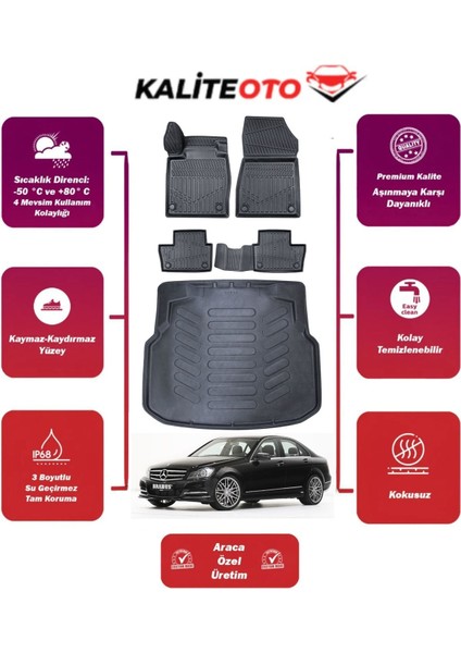 C Serisi W204 2010 Model Bagaj Havuzu+4d Araca Özel Havuzlu Paspas Takımıı Prs