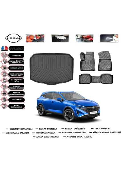 Qashqai E-Power 2025 Model Alt Bagaj Havuzu Araca Özel Paspas Takımı Prrox