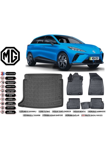 4 2023 Model Comfort Paket Bagaj Havuzu Araca Özel Siyah Havuzlu Paspas Takımı Sett