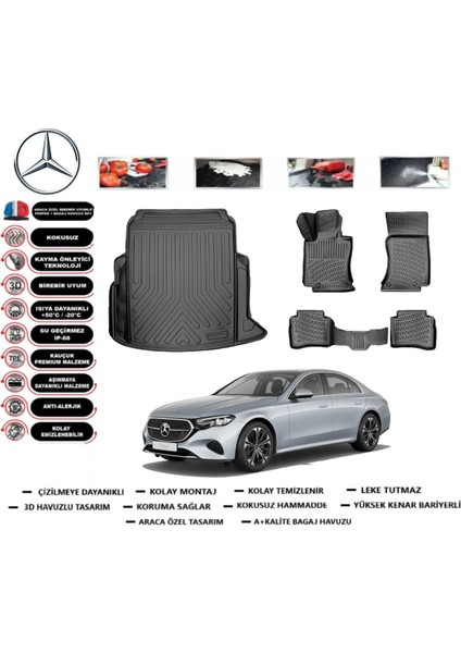 E Serisi W214 2024 Model Bagaj Havuzu Araca Özel Paspas Takımı Kauçuk