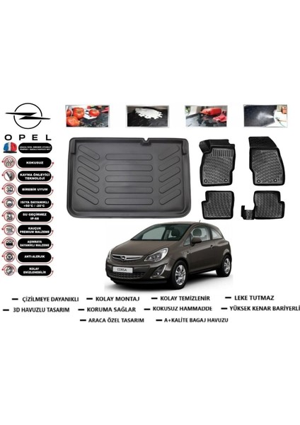 Corsa D 2008 Model Bagaj Havuzu Araca Özel Paspas Takımı Flex
