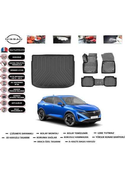 Qashqai E-Power 2023 Model Üst Bagaj Havuzu Araca Özel Paspas Takımı Prrox
