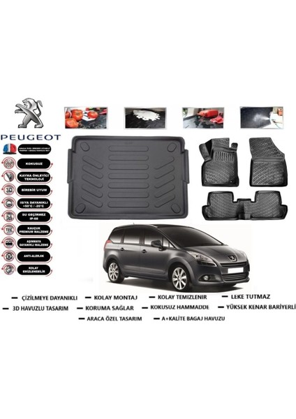 3008 2011 Model Bagaj Havuzu Araca Özel Paspas Takımı Prrox