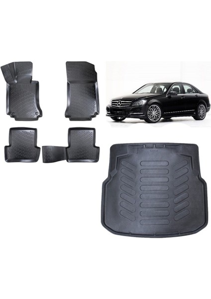 C Seri W204 2007 Model Plastik Setli Bagaj Havuzu+3d Havuzlu Araca Özel Paspas Takımı