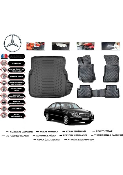 E Serisi W 211 2005 Model Bagaj Havuzu Araca Özel Paspas Takımı Flex