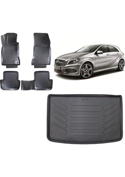 A Serisi W176 2015 Model 3D Bagaj Havuzu+3d Havuzlu Araca Özel Paspas Takımı
