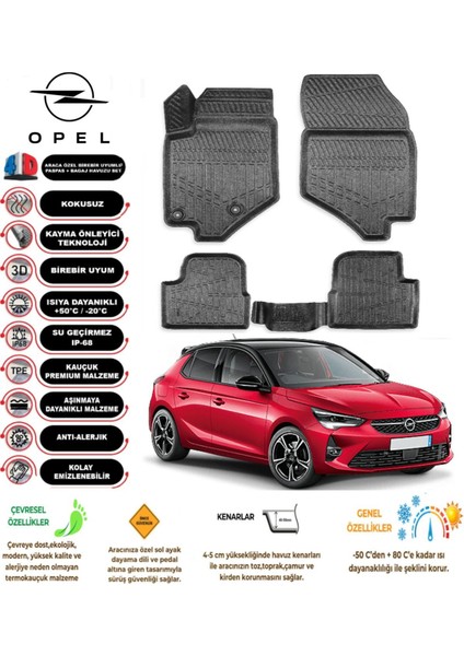Corsa F 2022 Model 4d Araca Özel Havuzlu Paspas Takımı