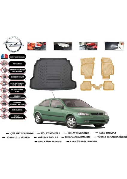 Astra G Sedan 2001 Model Bagaj Havuzu+Araca Özel Bej Paspas Takımı Flex