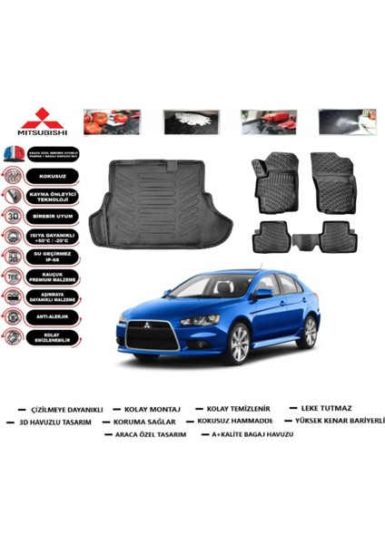 Lancer 2010 Model Bagaj Havuzu Araca Özel Paspas Takımı Prrox