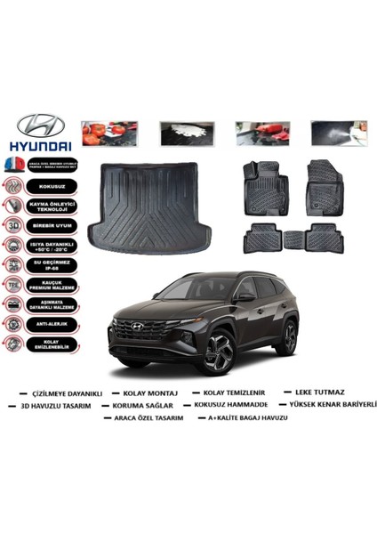 Tucson Comfort 2021 Model Bagaj Havuzu Araca Özel Paspas Takımı Prrox