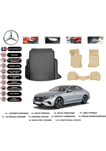 E Serisi W214 2024 Model Bagaj Havuzu+Araca Özel Bej Paspas Takımı Flex