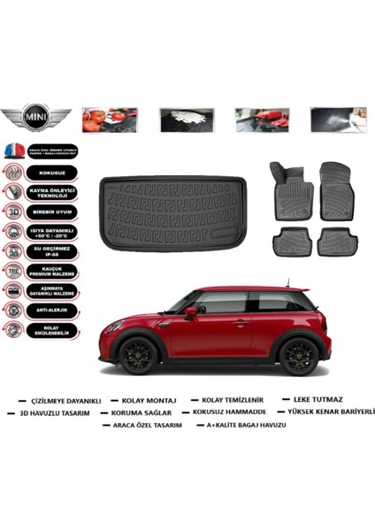 Electric Cooper Se (F56) 2025 Model Alt Bagaj Havuzu Araca Özel Paspas Takımı Prrox