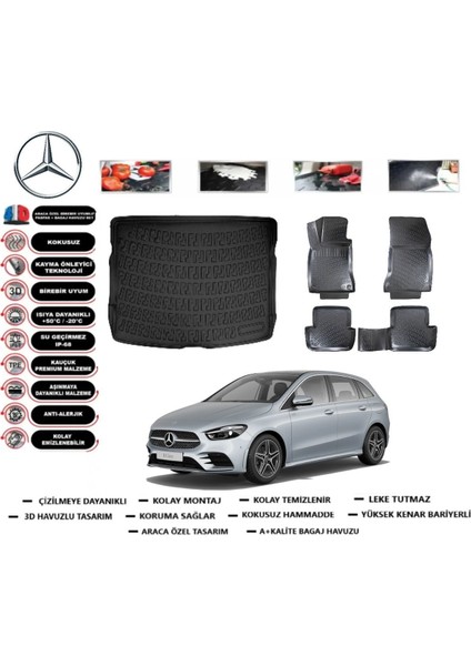 B Serisi W247 2024 Model Üst Bagaj Havuzu Araca Özel Paspas Takımı Prrox