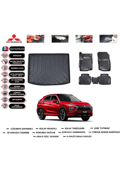 Eclipse Cross 2019 Uyumlu Model Bagaj Havuzu Araca Özel Paspas Takımı Prrox