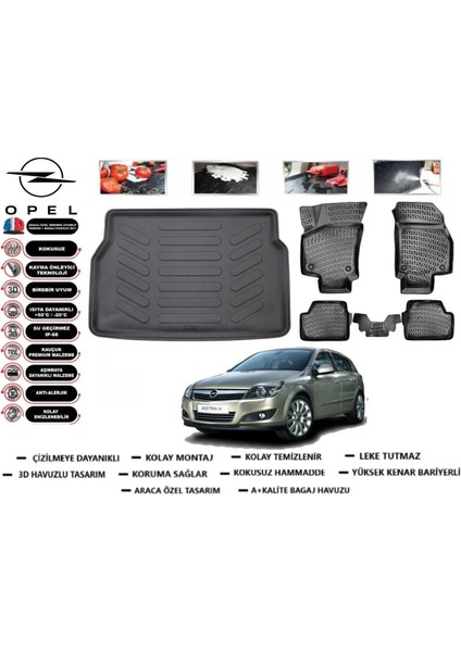 Astra H Hb 2011 Model Bagaj Havuzu Araca Özel Paspas Takımı Prrox