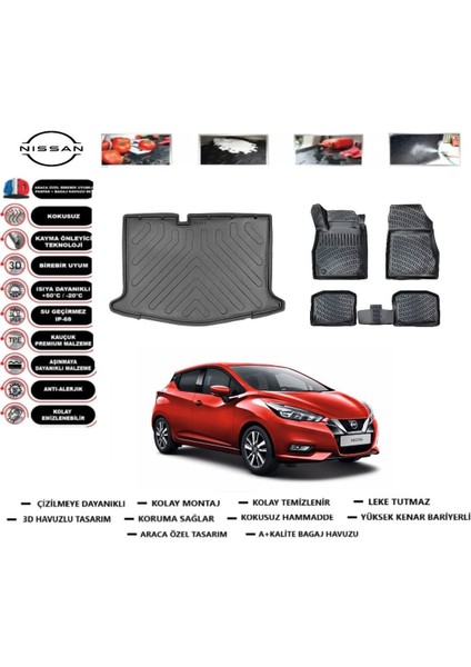 Micra 2024 Model Bagaj Havuzu Araca Özel Paspas Takımı Prrox