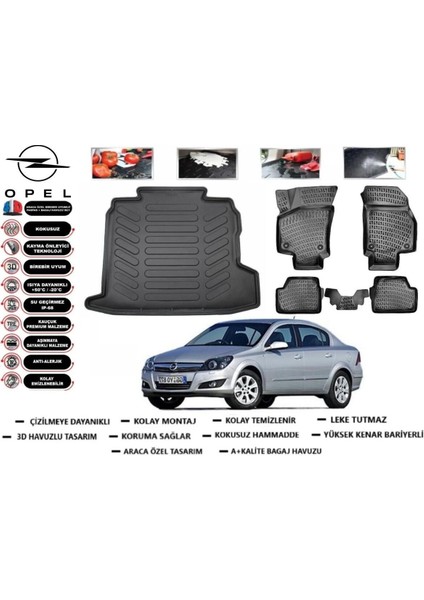 Astra H Sedan 2011 Model Bagaj Havuzu Araca Özel Paspas Takımı Prrox