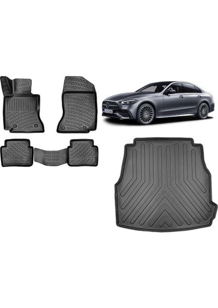 C Serisi W206 2022 Model 3D Bagaj Havuzu+3d Havuzlu Araca Özel Paspas Takımı