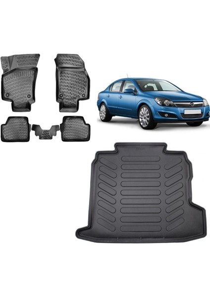 Astra H Sedan 2008 Model 3D Bagaj Havuzu+3d Havuzlu Araca Özel Paspas Takımı