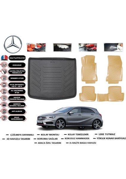 A Serisi W176 2015 Model Bagaj Havuzu+Araca Özel Bej Paspas Takımı Flex