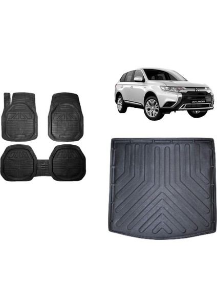 Outlander Hybrit 2022 Model Uyumlu 3D Bagaj Havuzu+3d Havuzlu Paspas Takımı