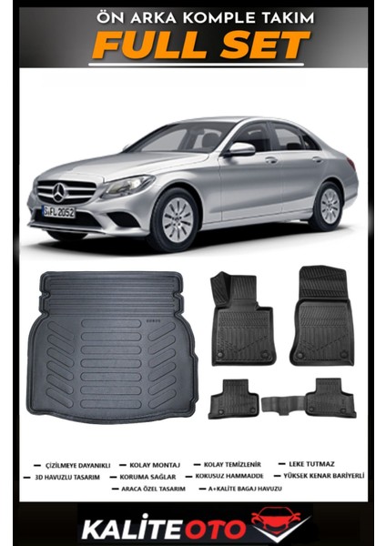C Serisi W205 Rampalı Bagaj Havuzu+4.5d Havuzlu Paspas Seti 2019 Model