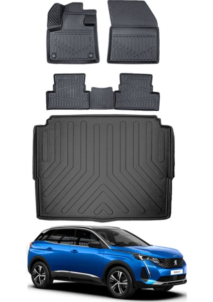 3008 2017 Model Alt Bagaj Havuzu Araca Özel Siyah Paspas Takımı