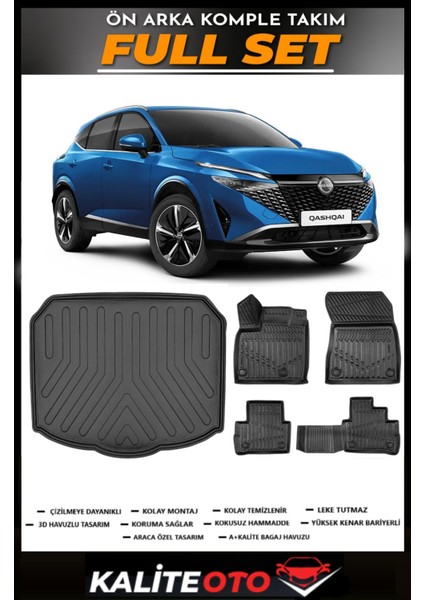 Qashqai E-Power Alt Bagaj Havuzu+4.5d Havuzlu Paspas Seti 2022 Model