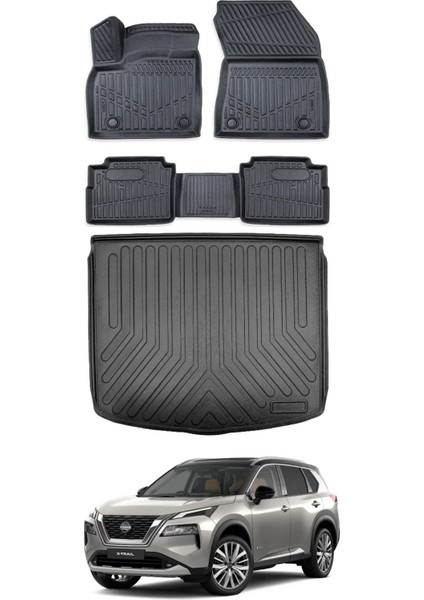 X-Trail E-Power 2022 Model Bagaj Havuzu Araca Özel Siyah Paspas Takımı