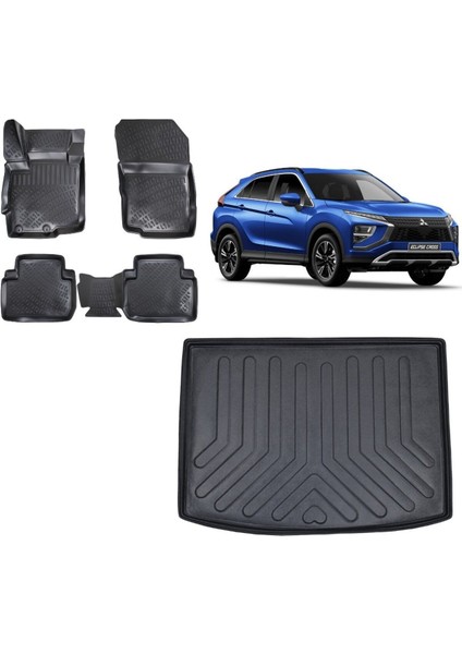 Eclipse Cross 2018 Model Uyumlu 3D Bagaj Havuzu+3d Havuzlu Araca Özel Paspas Takımı