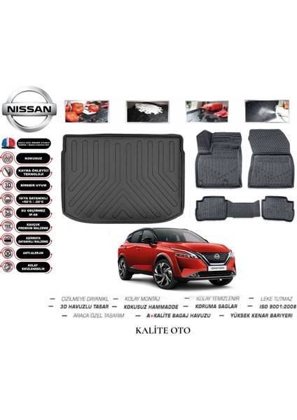Qashqai E-Power 2023 Model 3D Bagaj Havuzu+4d Havuzlu Paspas Setii